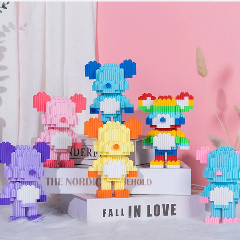 

2023 DIY 500pcs+ Bearbrick Building Blocks Violent Bear Educate Model Bricks Set MOC Mini Animal Building Blocks Toys For Kids