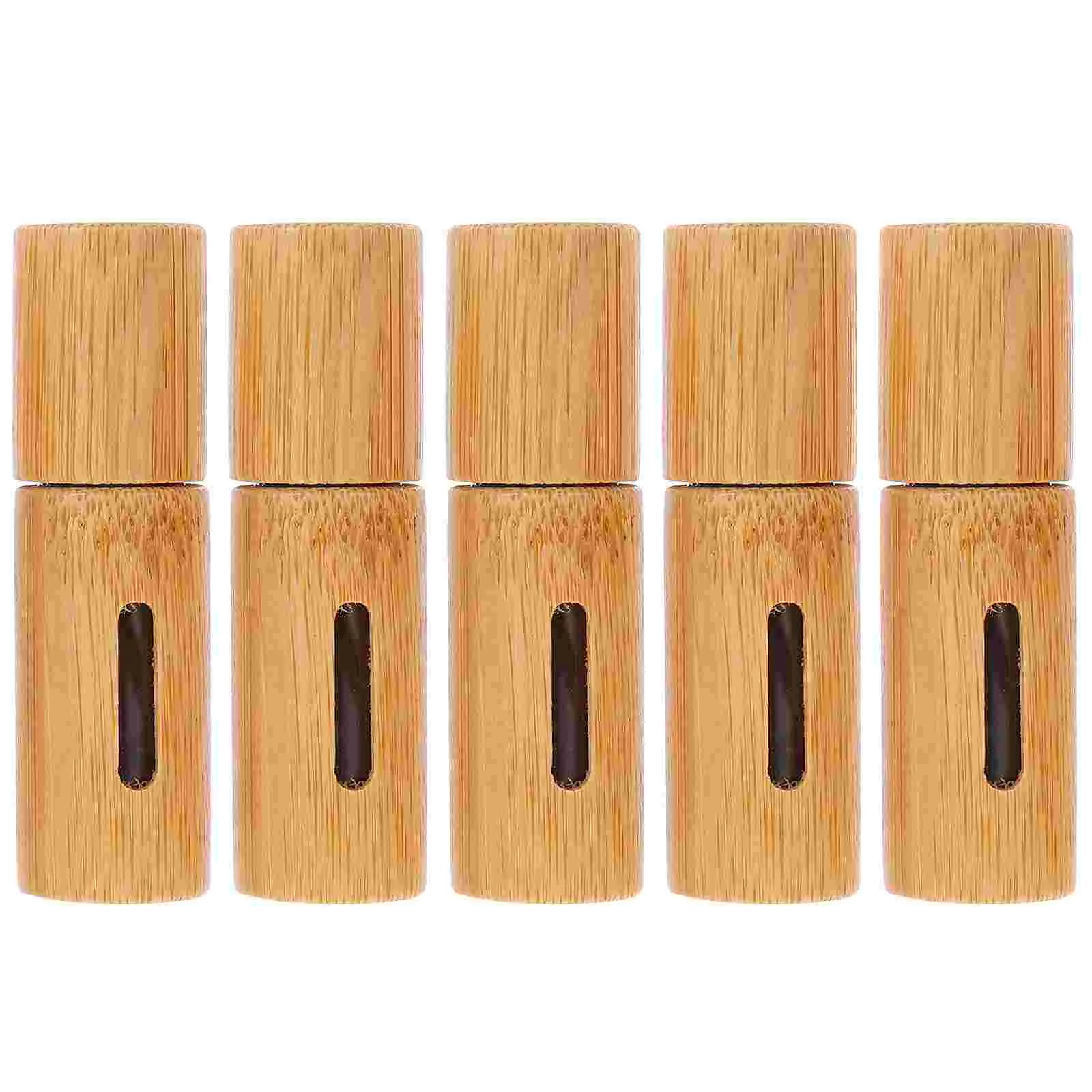 

5pcs Multipurpose Roller Bottles Portable Sub Bottles Dispenser (Wood Color)
