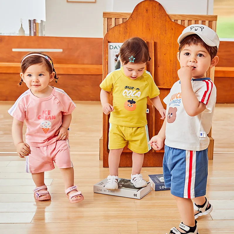 

Clibeso Baby Boy Girl Clothes Set Children Summer 2Pcs Suit Toddler Prints Cotton Tee Shorts Casual Brother and Sister Clothing
