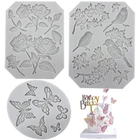 3pcs rose butterfly silicone mould kitchen diy cake baking tool biscuit dessert chocolate decoration fondant baking set mold