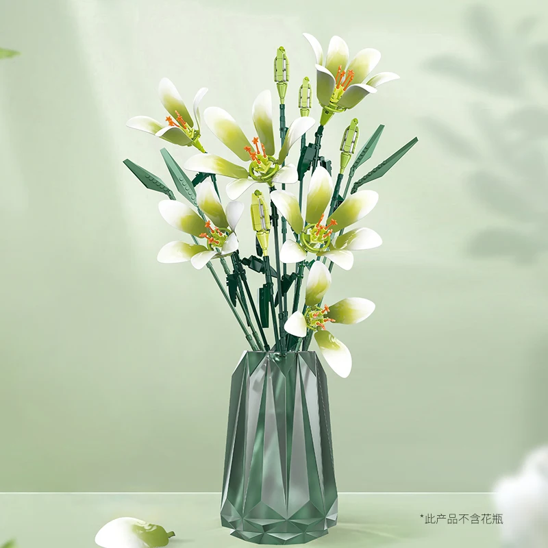 

JAKI Orchid Building Blocks Mini Plant Potted Bouquet Home Decoration DIY Simulation Flower Children's Educational Toy Gift