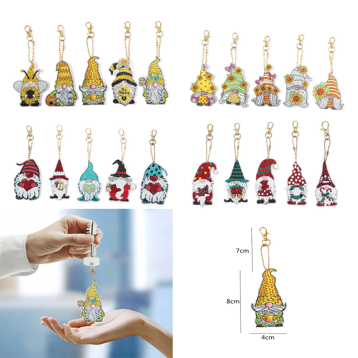 

Dwarf DIY Diamond Painting Keychain Cartoon Kitten Bunny Sticker Diamond Key Chain Decoration Bag Decoration for Bag Gifts