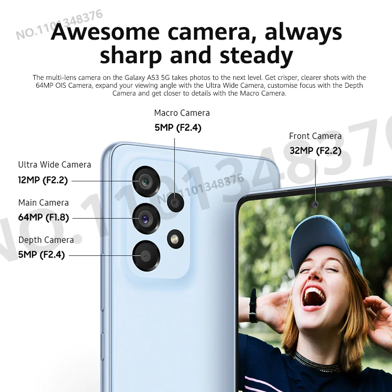 Ceny Nowy Smartfon Samsung Galaxy A53 5G Super AMOLED Wyświetlacz Exynos 1280 Octa-core 120Hz Telefon Komórkowy 5000mAh 25W Szybkie ładowanie A536