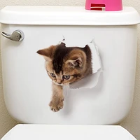 2pc cute 3d cat toilet sticker bathroom toilet cover sticker childrens room fun animal 3d wall stickers for home bathroom decor