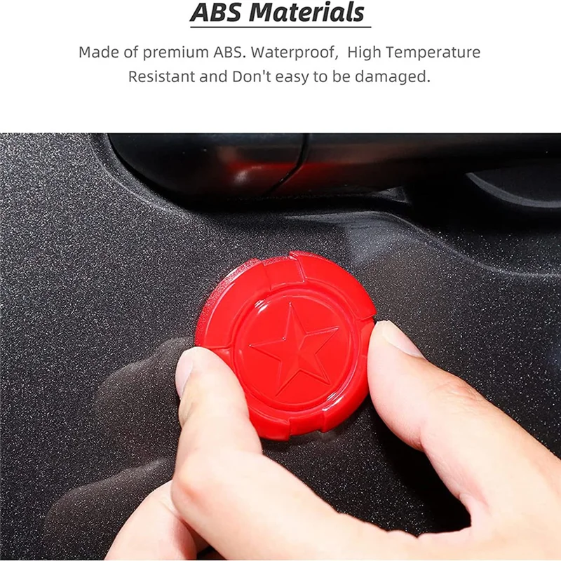 

Door Key Jack Trim Cover for 1997-2022 Jeep Wrangler TJ JK JL & Gladiator JT, Red, Pentagram