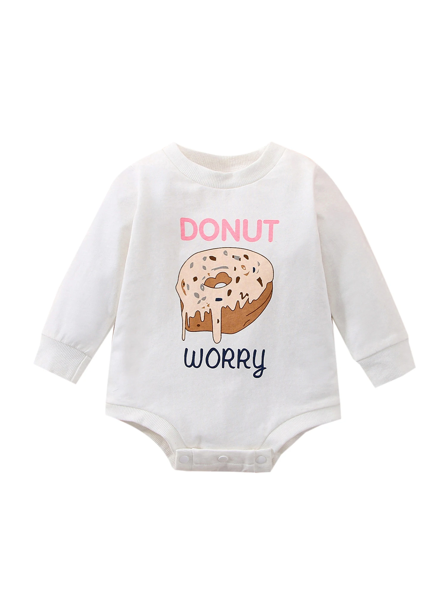 

Toddler Baby Girls Doughnut Letter Print Romper Children Long Sleeve Jumpsuits Kids Bodysuit Clothes