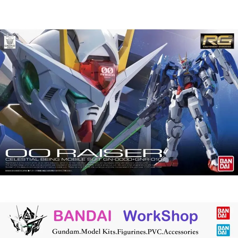 

Bandai Original Gundam 1/144 RG 18 GN-0000+GNR-010 00 Raiser Figure Assembly Model Kit Collectible Gifts