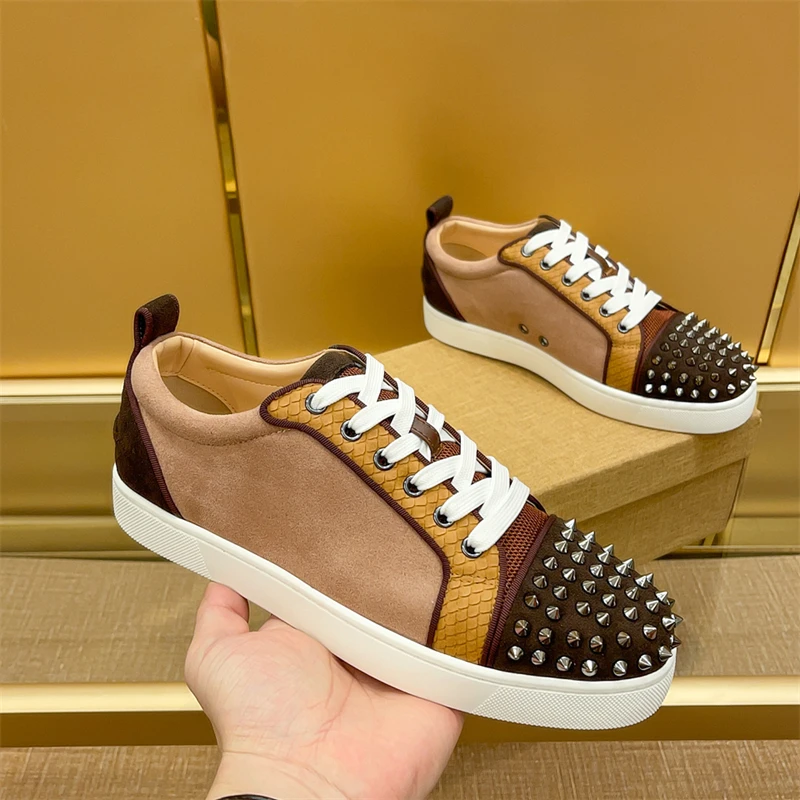

Luxury shoes, red bottom shoes, men's shoes, rivets, low-top leather, all-match casual sneakers