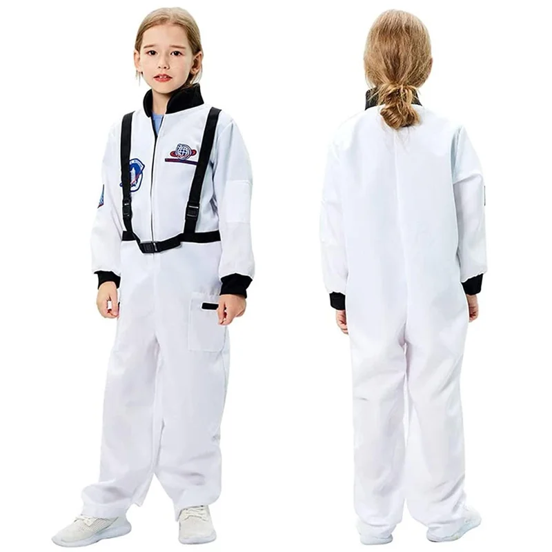 

Children's Space Suit Kids Astronaut Costume Professional Cos Suit Pilot Uniform Party Dress Up Carnival Role-playing Supplies