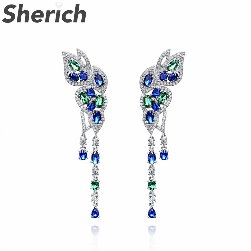 

Женские серьги из серебра 925 пробы, с сапфировым стеклом