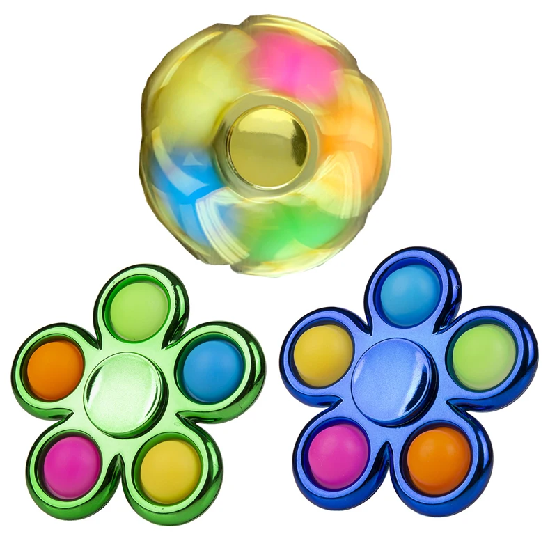 

8Cm Colorful Electroplating Finger Top Fidget Spinner Fashion Pops Abs Silicone Decompression Vent Toy Poped Birthday Gift