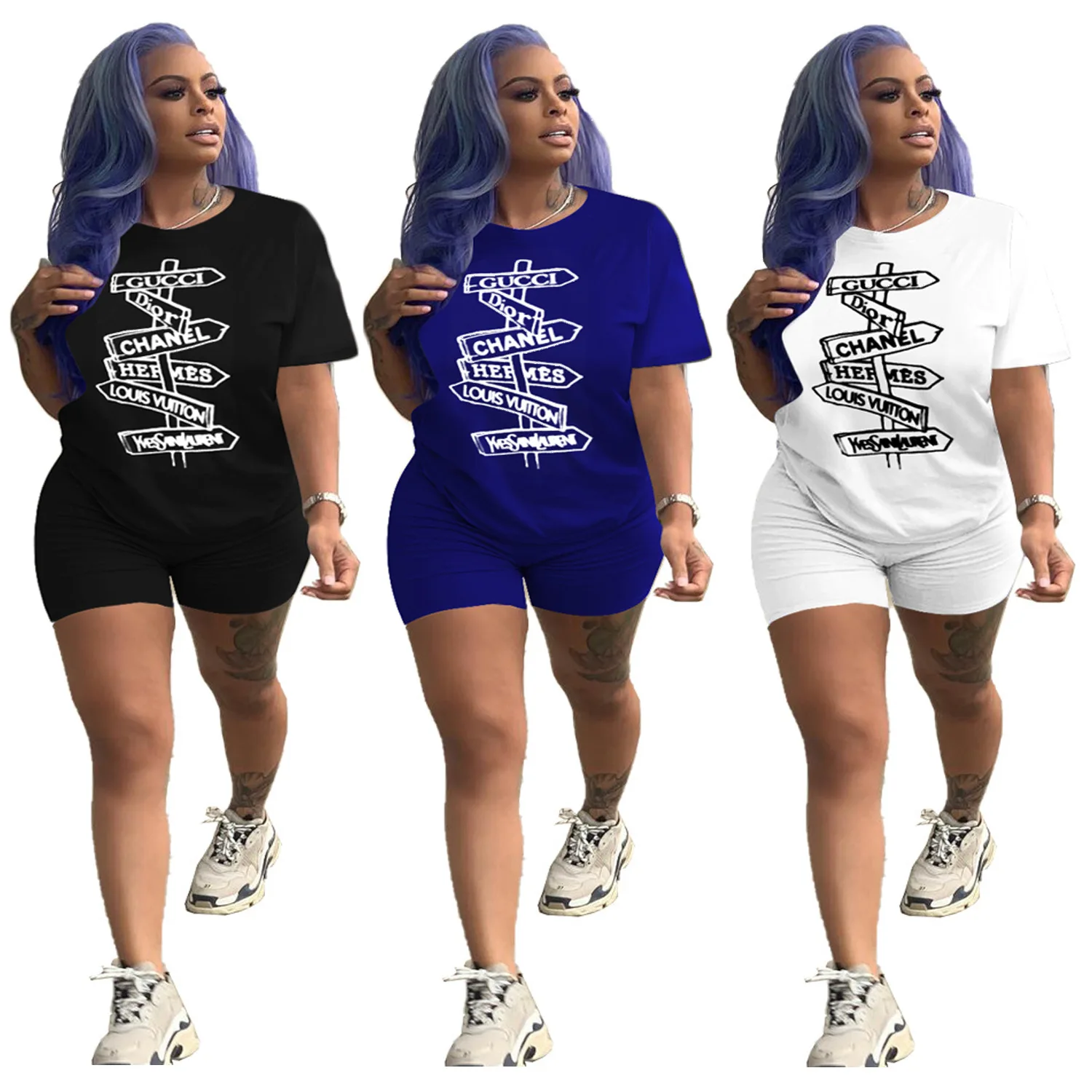 

Summer Clothes for Women Fashion Alphabet Print Shorts Sets 2022 New Solid Color Casual 2 Piece Sets Womens Outfits