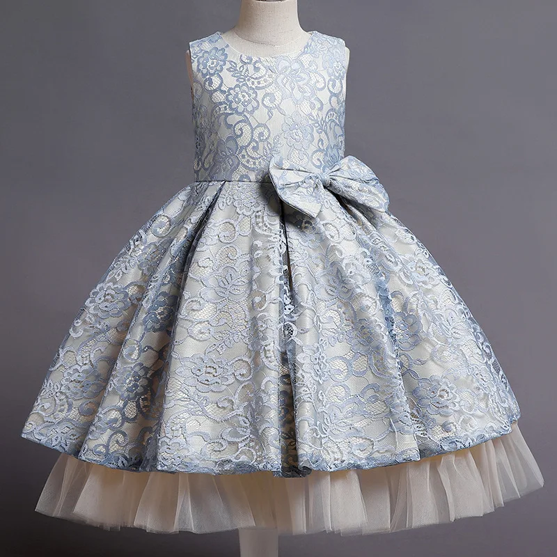 

Summer 2022 New Dress for Girls Clothes Embroidered Flower Lace Ball Gown Girls Birthday Party Princess Dress Kids Vestido 2-10Y