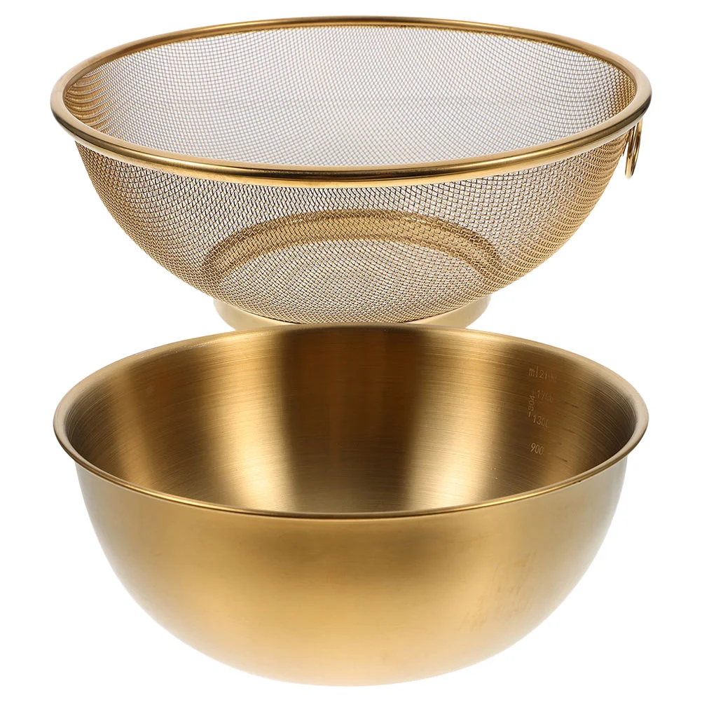 

Colander Bowl Mesh Strainer Kitchen Basket Drainer Rice FruitMesh Fine Beat Eggs