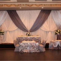 10ft x 20ft white wedding backdrop with grey swagsstage curtain wedding decoration