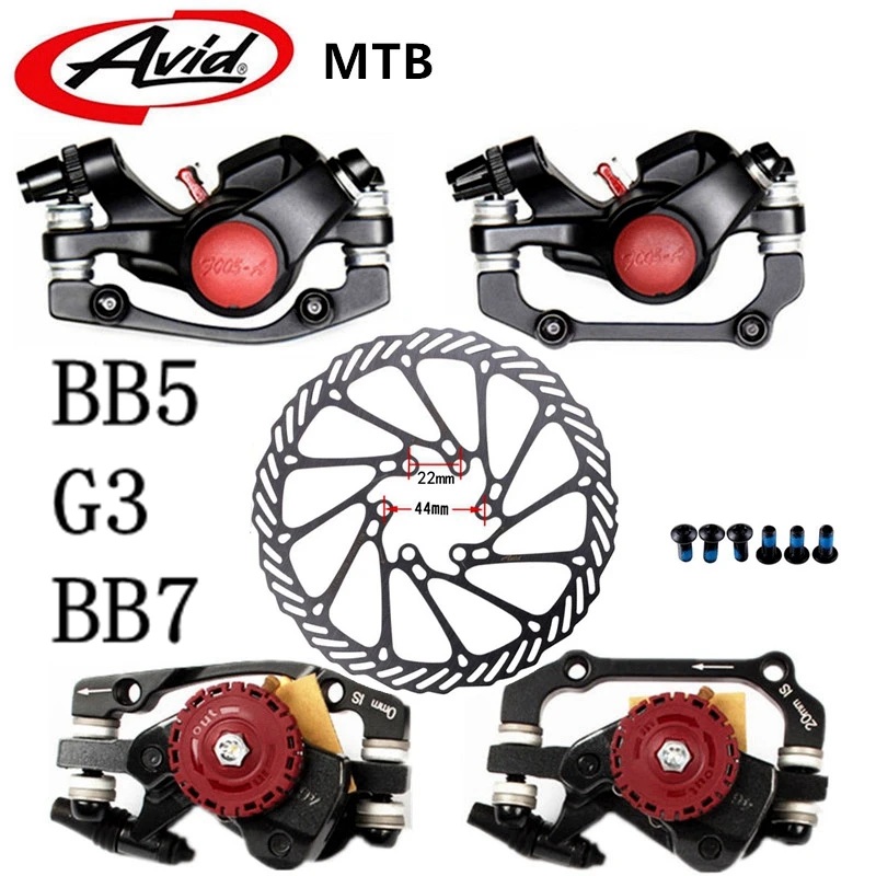 AVID - BB5 / BB7 Mountain Bike Disc Brake, Mechanical Brake Line, G3 Brake Disc with FR5 Brake Lever