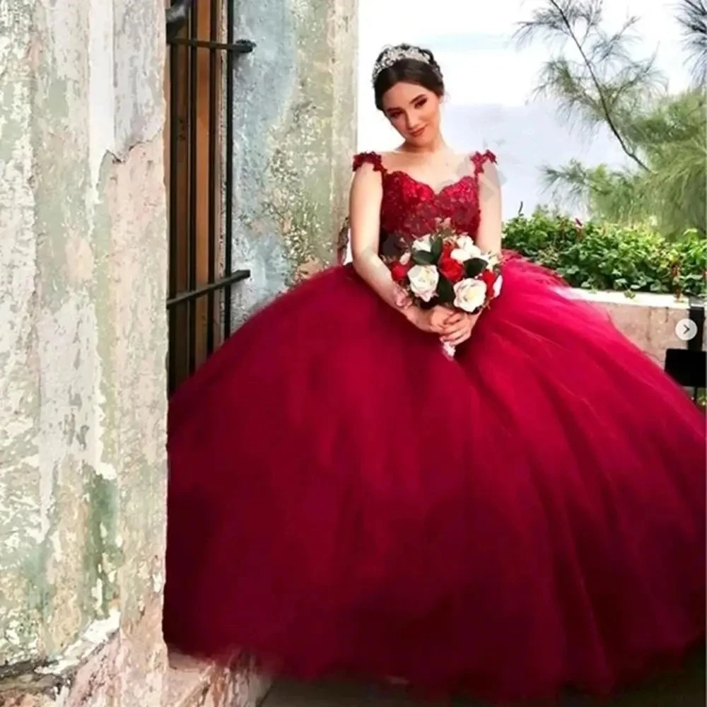 ANGELSBRIDEP бордовое бальное платье по индивидуальному заказу платья Quinceanera милые