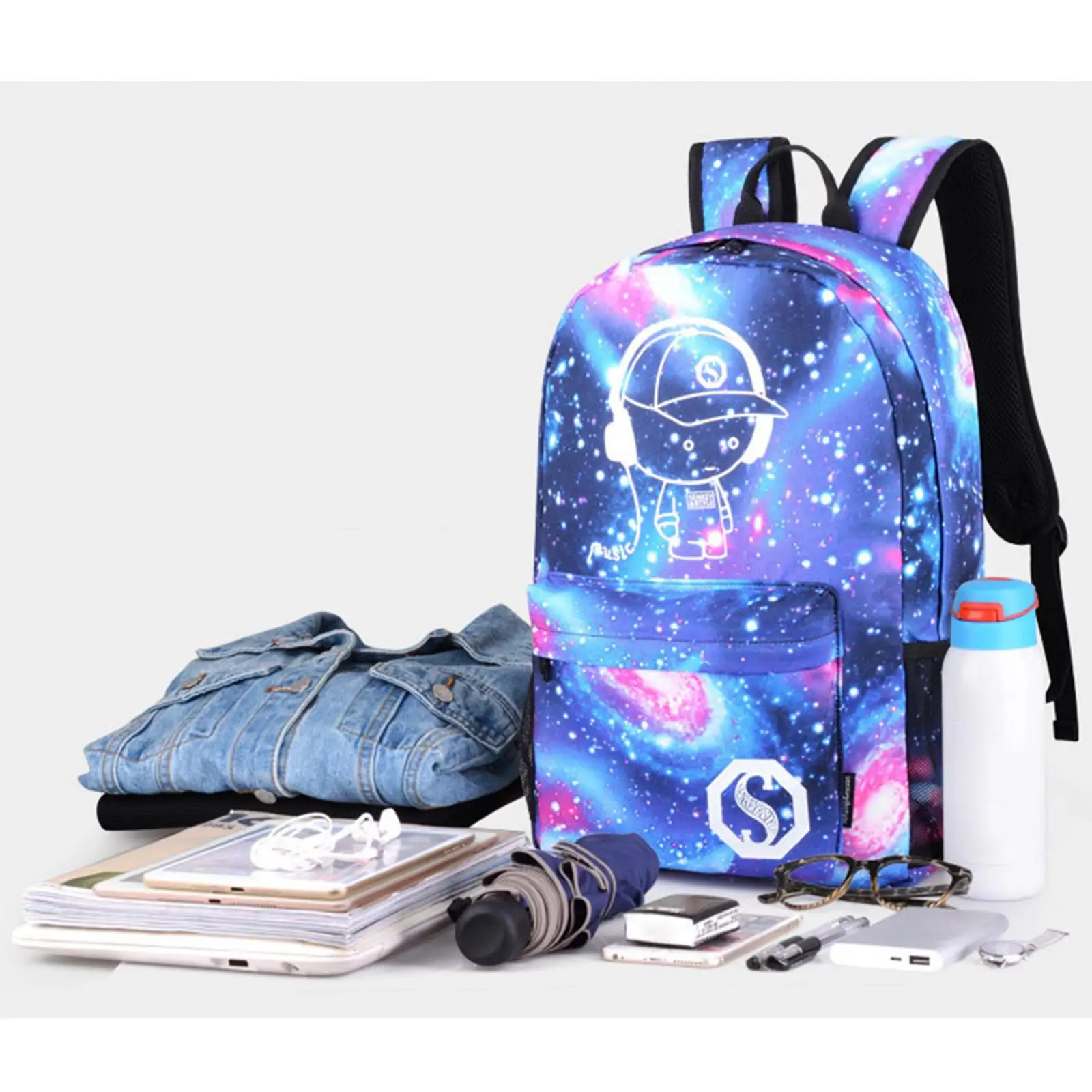 Светящийся рюкзак для мальчиков и девочек, рюкзак для ноутбука с USB-портом для зарядки, сумка для школы, Подростковый рюкзак, Классный Рюкзак