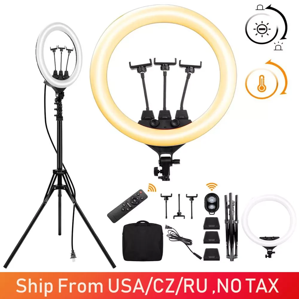 18 inch LED Ring Light Selfie Light Ring Lamp Big Photography Ringlight with 2M Tripod / Remote / Bag for Tik Tok Youtube Makeup 18 inch LED Ring Light Selfie Light Ring Lamp Big Photography Ringlight with 2M Tripod / Remote / Bag for Tik Tok Youtube Makeup