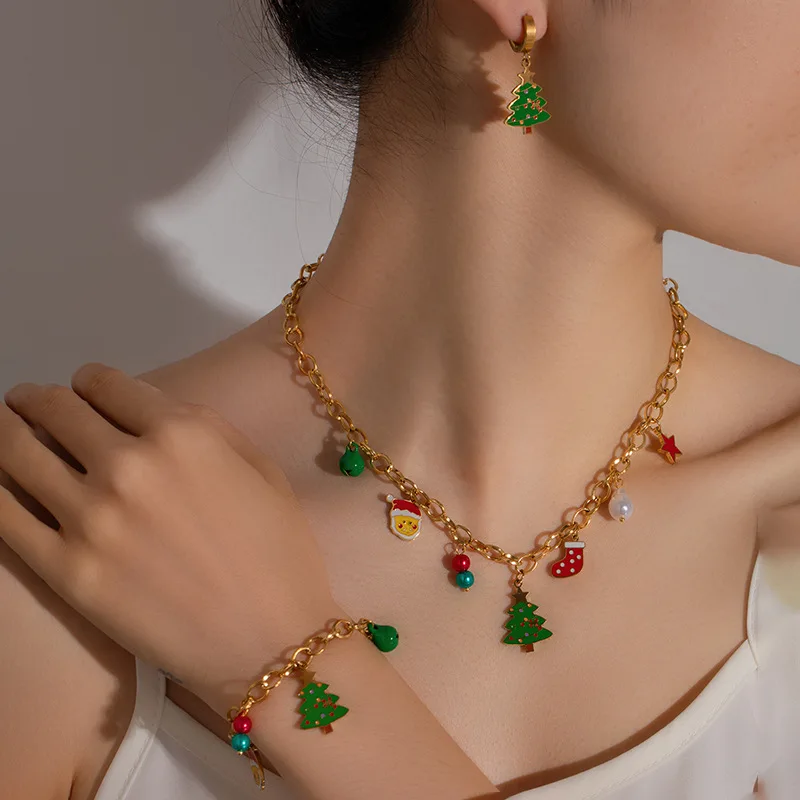 GANEMLY из нержавеющей стали 316L креативное рождественское ожерелье браслет серьги