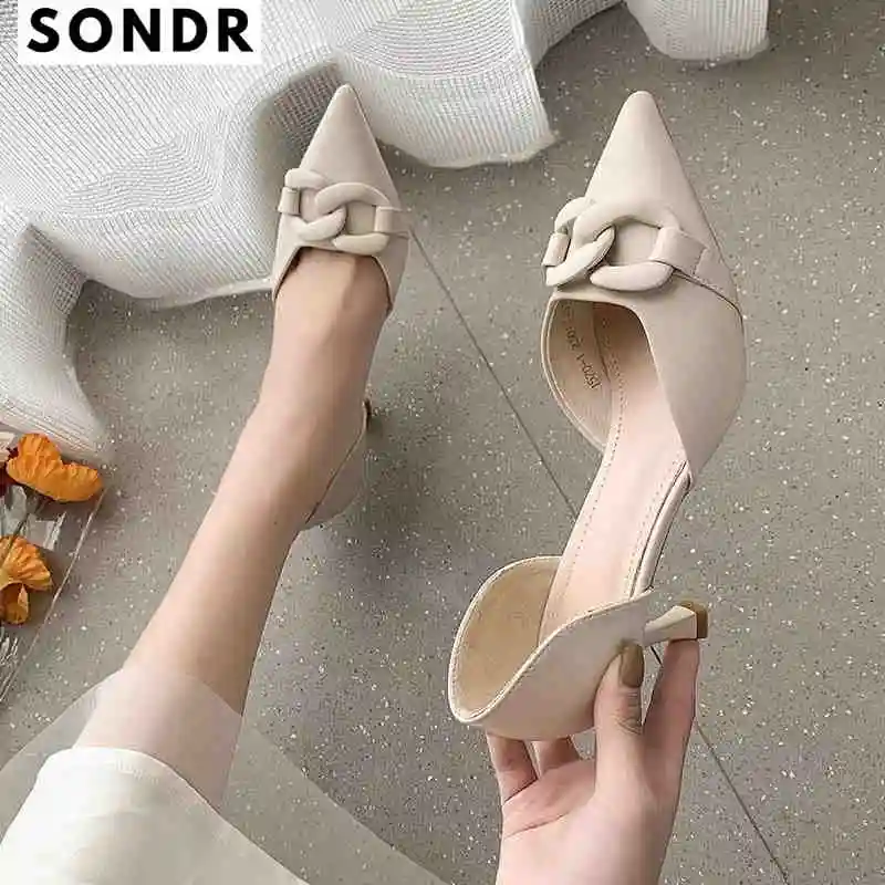 

Женские туфли-лодочки с острым носком, туфли из двух предметов на высоком каблуке, модные офисные туфли, элегантная обувь на шпильке вечерни...