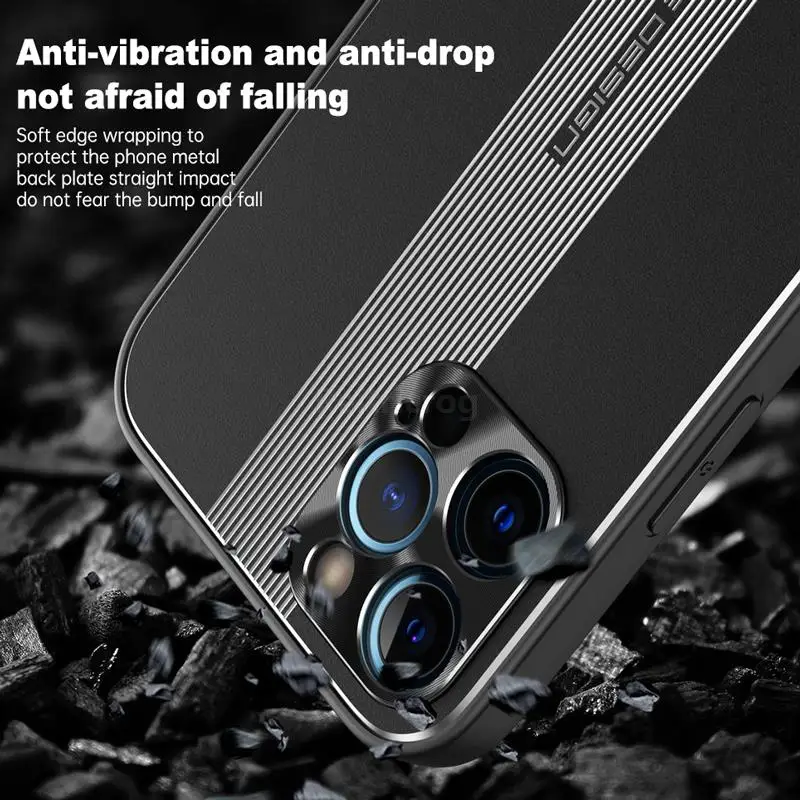 Luxury Drawing Metal Frame Phone Case For iPhone 11 12 13 Mini Pro Max XS XR X SE 2020 7 8 Plus Lens Protection Car Magnet Cover |