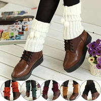 womens knitted boot cuffs crochet ball knitted long knee foot cover warm leg warmers boot socks lolita socks