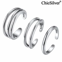 chicsilver 3pcs 925 sterling silver minimalist toe ring sets simple open thin band ring adjustable for women bare foot jewelry