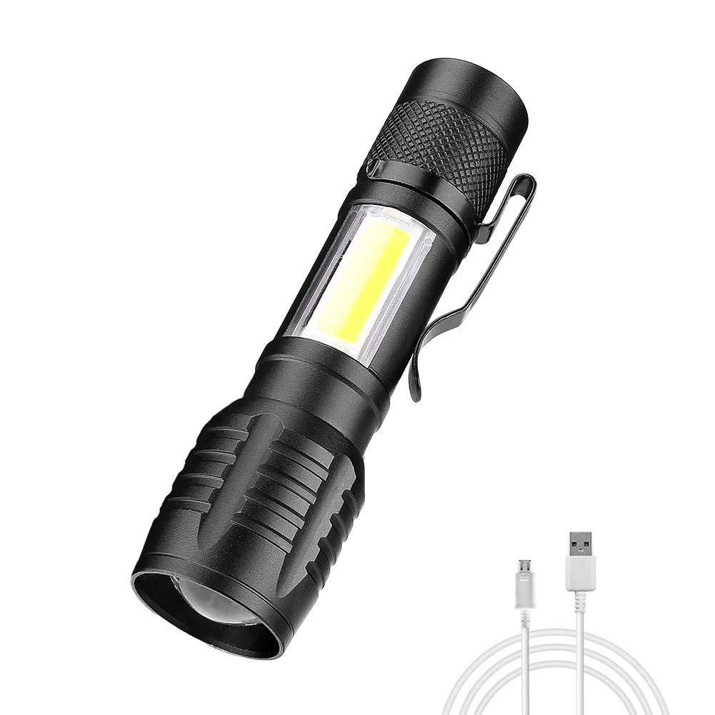 

New Mini Strong Flashlight Outdoor Lighting With Pen Clip Focus Work Light Emergency Light