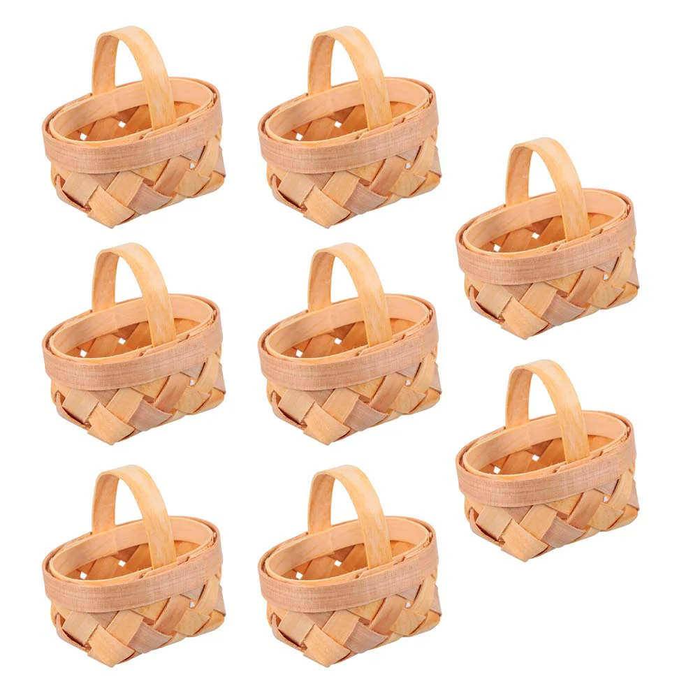 

Basket Candy Mini Gift Wedding Woven Handheld Baskets Wooden Rustic Flower Hamper Wicker Party Girlminiature Decorations Supply