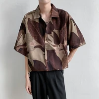 summer short sleeve shirts mens fashion printed casual shirts men korean style loose ice silk shirts mens hawaiian shirts m 2xl