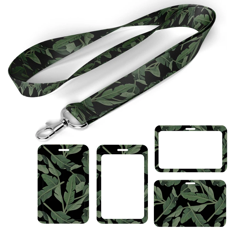 Брелок для ключей C3175, повязка на шею с листьями леса для ключей, удостоверения личности, паспорта, держатель для мобильного телефона, USB