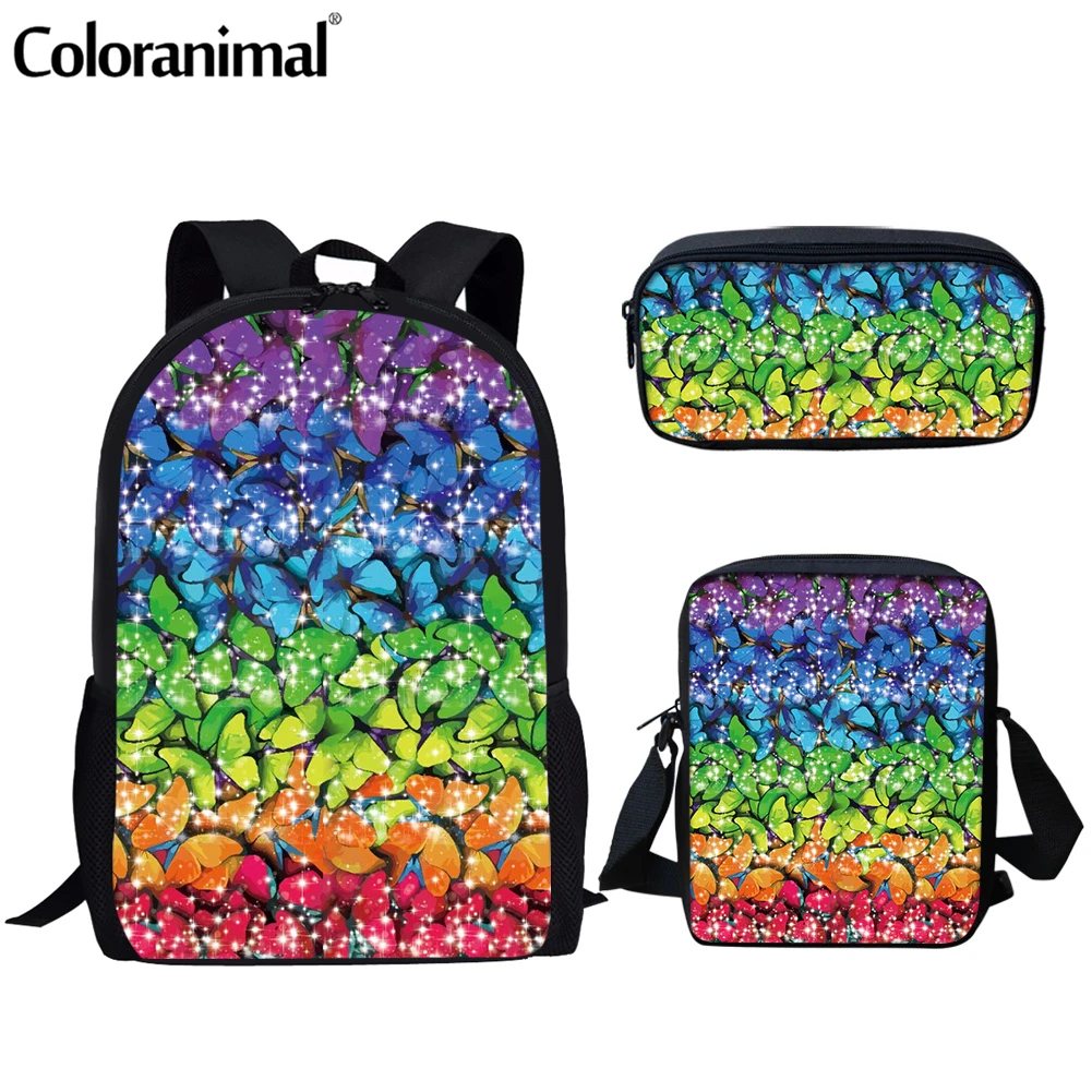 

Coloranimal 2022 Large-Capacity Student School Bag for Girls Boys Pretty Butterflies Pattern Backpack for Teenage Kids Book Bag