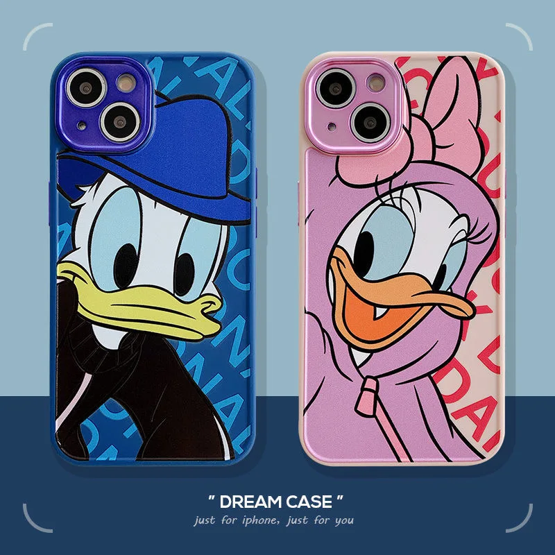 

Disney Donald Duck Phone Cases For iPhone 13 12 11 Pro Max XR XS MAX 8 X 7 2022 Cartoon Couple All-inclusive Silicone Soft Shell