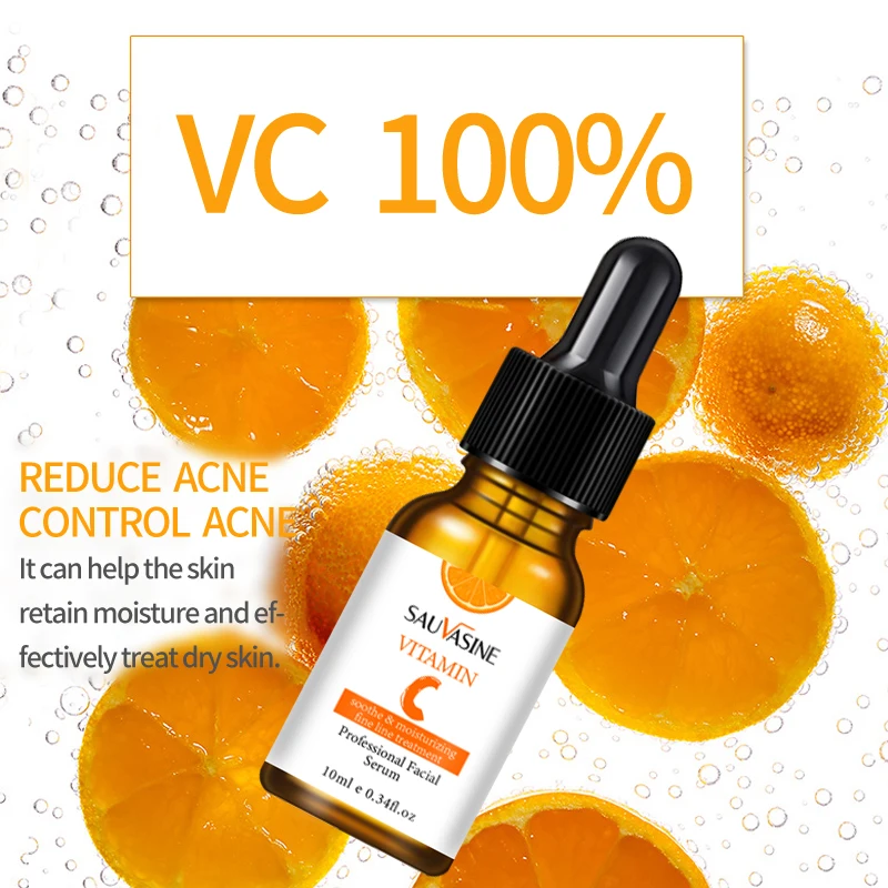 

Vitamin C Facial Serum Whitening Brightening Moisturizing Improve Roughness Lighten Spots Hyaluronic Acid Aging Anti Wrinkles