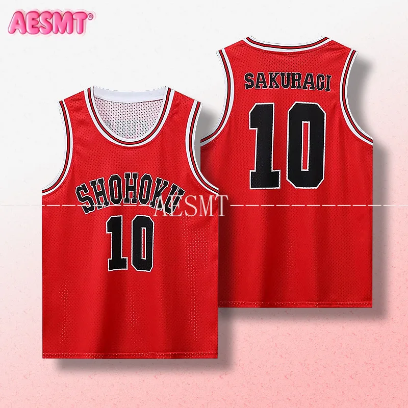 Фото Баскетбольная майка Hanamichi Sakuragi No.10, топ-жилет для косплея по аниме Shohoku High School, для Comic Con, Хэллоуина, ролевых игр №2