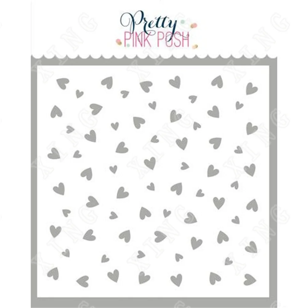 

New Valentine's Day Scattered Hearts Decor DIY Graphics Painting Scrapbooking Stamp Ornament Album Embossed Template Reusable