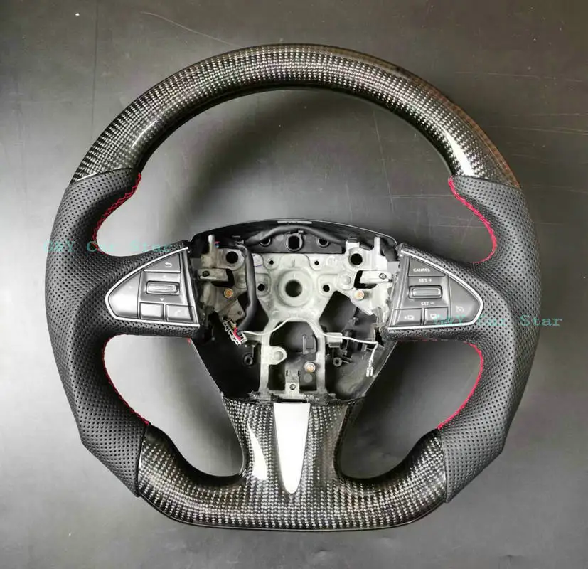 

100% Real Carbon Fiber Leather Steering Wheel For Infiniti Q50 Q50L