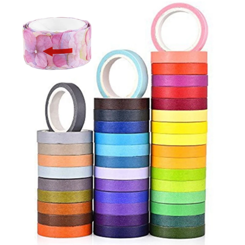 

1 Roll Flower Petals Tape Washi Tape & 40Pcs Rainbow Candy Color Paper Washi Tape 7.5Mm Lace Decoration