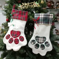 christmas socks gift bag new pet dog paw pendant christmas decoration supplies candy bag