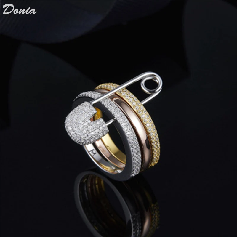 Donia jewelry Europe and the United States new luxury ring new AAA zircon small pin ring trend ladies fashion high-end ring