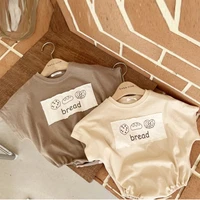 2022 summer new baby short sleeve bodysuit cute patch infant clothes newborn toddler boy girl cotton jumpsuit