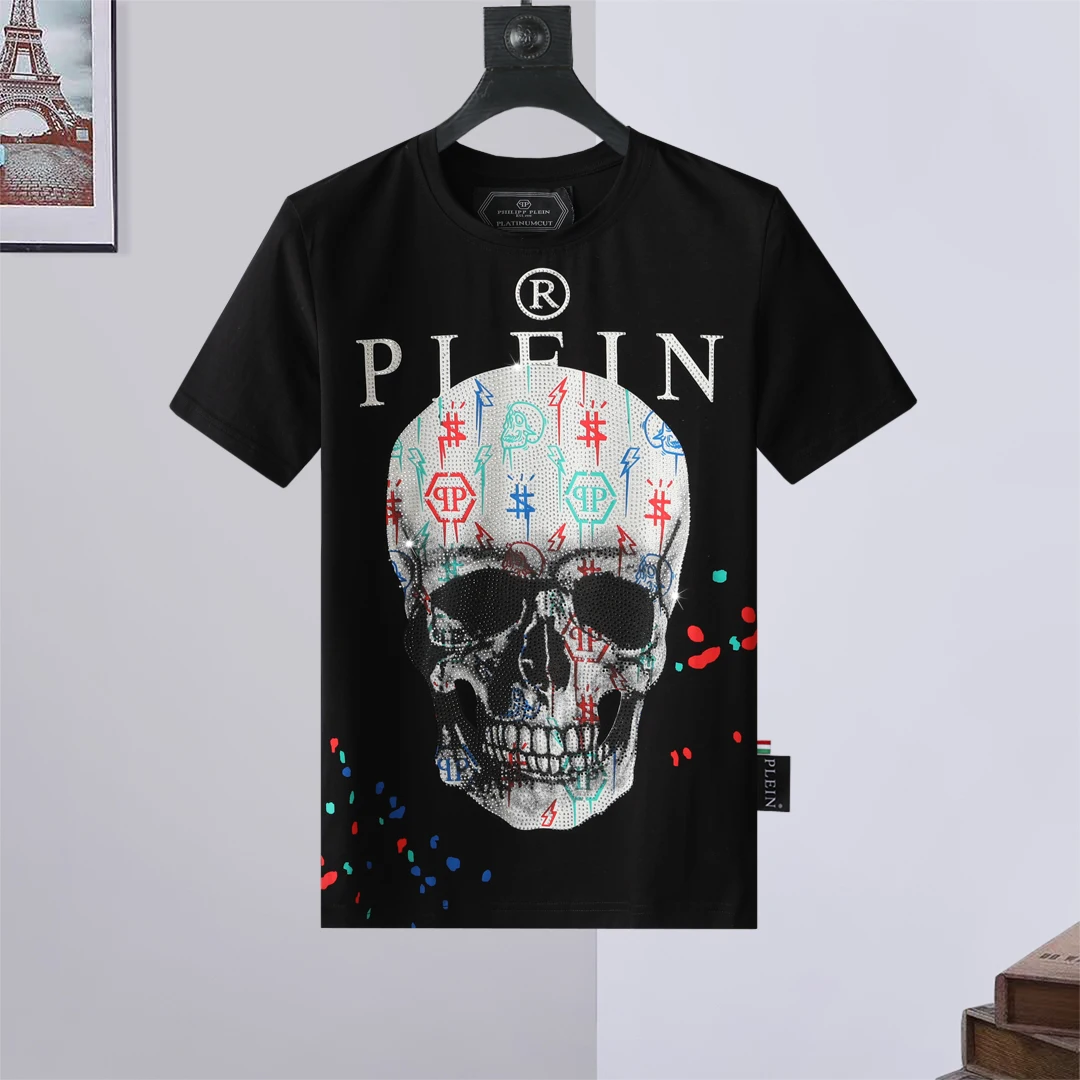 

2023 PP Skull Brand T-Shirt Diamond Skull Men Hip Hop Street Gothic Cotton T Shirt Gym Plein Short Shirt Crew Neck Sportswear