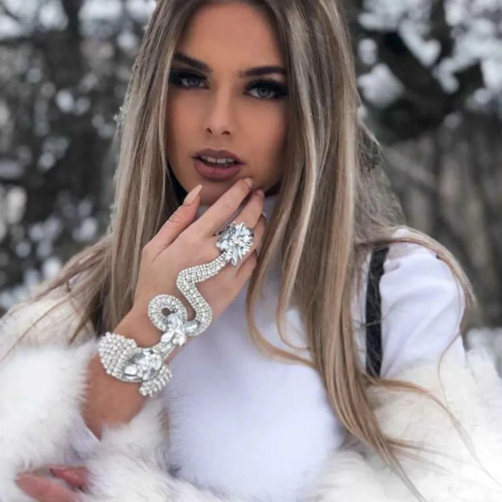 Stonefans Большой Браслет-манжета В Форме Змеи Для Женщин Модные Украшения Ночного