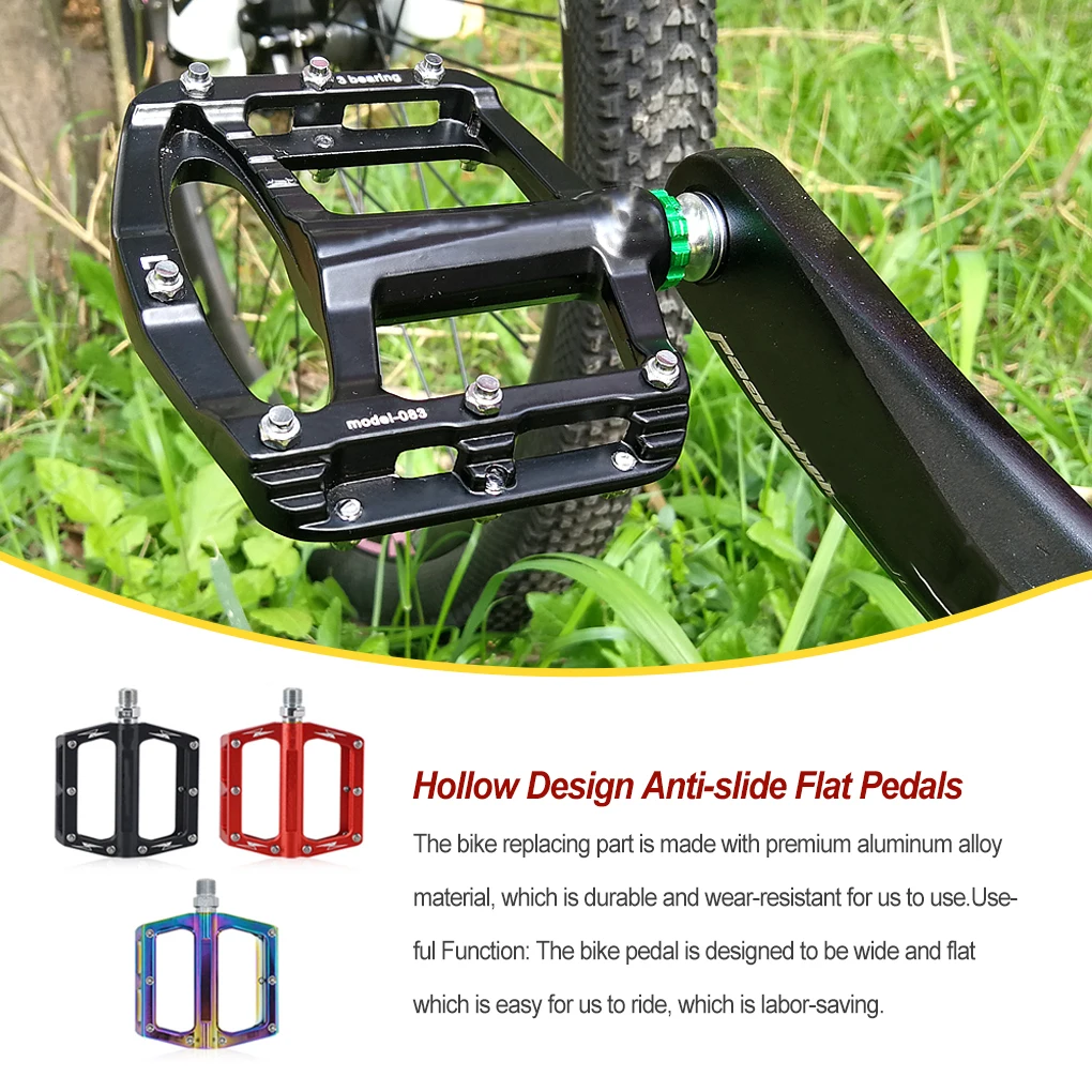 

2Pcs Bike Flat Pedals with Sealed Bearing Alloy Anti-Skid Cycling Pedal Anti-slide Professional Replace Parts Home Black