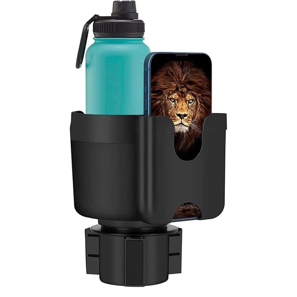 

Car Cup Holder Expander Adapter With Phone Holder Expandable Base Adjustable 2 In 1 Multi-functional Bottles Holder