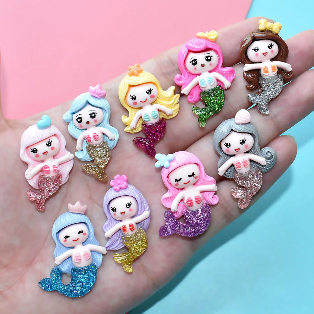 

Glitter Mermaid Resin Accesories Modeling Diy Phone Case Stationery Box Scrapbooking Sticker Headwear Accessories Kawaii Charm