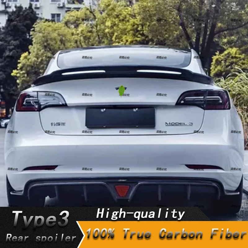 Для 2019-2023 Tesla Model3 100% Настоящее углеродное волокно высокое качество задний спойлер