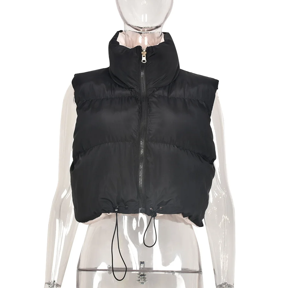 2021 Autumn New Double Face Wear Cotton Vest Sleeveless Straps Short All-match Fashion Bubble Puffer Coat
