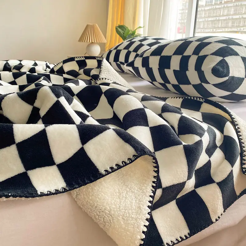 

Winter thickened lamb-wool double blanket fleece sofa blanket nap blanket children nap blanket four seasons blanket